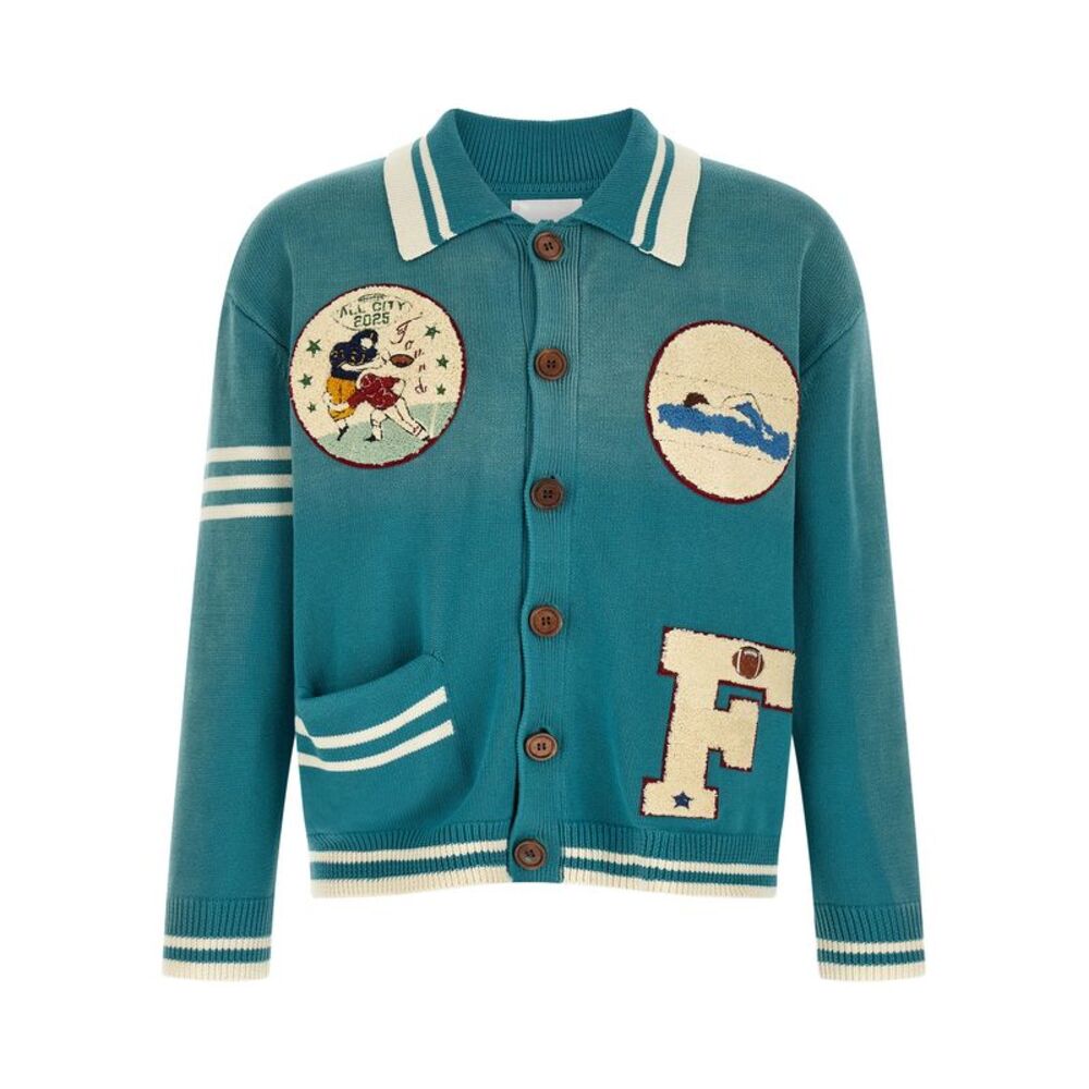 FOUND Blue Cotton Men's Cardigan
